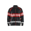 BLAKLADER 3551 High Vis Sweater Black / Hi-Vis Red (Men) in Cotton French Terry – product display image; Application Craftsman, Holster Pockets false, Features Hi-vis panels; Wide reflectors