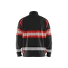 BLAKLADER 3551 High Vis Sweater Black / Hi-Vis Red (Men) in Cotton French Terry – front view; Application Craftsman, Holster Pockets false, Features Hi-vis panels; Wide reflectors
