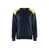 BLAKLADER 3580 High Vis Sweater Dark Navy Blue / Hi-Vis Yellow (Men) in Cotton French Terry 320 gsm – product display image; Application Craftsman, Holster Pockets false, Features 100% cotton