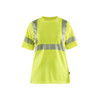 BLAKLADER 3502 High Vis T-Shirt Hi-Vis Yellow (Women) in Interlock – product display image; Application Craftsman, Holster Pockets false, Features Moisture wicking; Wide reflectors