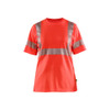 BLAKLADER 3502 High Vis T-Shirt Hi-Vis Red (Women) in Interlock – product display image; Application Craftsman, Holster Pockets false, Features Moisture wicking; Wide reflectors