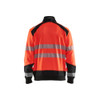 BLAKLADER 3556 High Vis Sweater Hi-Vis Red / Black (Men) in Polyester Jersey – front view; Application Craftsman, Holster Pockets false, Features Soft, brushed inner; Kangaroo pocket; Wide reflectors
