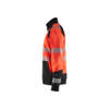 BLAKLADER 3556 High Vis Sweater Hi-Vis Red / Black (Men) in Polyester Jersey – alternate side view; Application Craftsman, Holster Pockets false, Features Soft, brushed inner; Kangaroo pocket; Wide reflectors