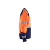 BLAKLADER 3541 High Vis Sweater Orange / Navy blue (Men) in Polyester Jersey – side view; Application Craftsman, Holster Pockets false, Features Soft, brushed inner; Kangaroo pocket; Wide reflectors