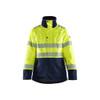 BLAKLADER 4917 High Vis Jacket Hi-Vis Yellow / Navy Blue (Women) in Inherent FR Shell – product display image; Application Multinorm, Holster Pockets false, Features Inherent flame resistant; Arc rating APC 2; Heat insulated lining; Windproof and wa…