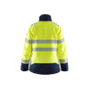 BLAKLADER 4917 High Vis Jacket Hi-Vis Yellow / Navy Blue (Women) in Inherent FR Shell – front view; Application Multinorm, Holster Pockets false, Features Inherent flame resistant; Arc rating APC 2; Heat insulated lining; Windproof and waterproof
