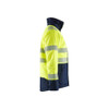BLAKLADER 4917 High Vis Jacket Hi-Vis Yellow / Navy Blue (Women) in Inherent FR Shell – side view; Application Multinorm, Holster Pockets false, Features Inherent flame resistant; Arc rating APC 2; Heat insulated lining; Windproof and waterproof
