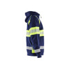 BLAKLADER 3552 High Vis Hoodie Navy Blue / Hi-Vis Yellow (Men) in Cotton French Terry 320 gsm – side view; Application Craftsman, Holster Pockets false, Features Hi-vis panels; Wide reflectors