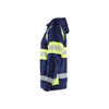 BLAKLADER 3552 High Vis Hoodie Navy Blue / Hi-Vis Yellow (Men) in Cotton French Terry 320 gsm – alternate side view; Application Craftsman, Holster Pockets false, Features Hi-vis panels; Wide reflectors