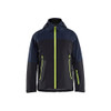 BLAKLADER 4980 High Vis Jacket Dark Navy Blue / Hi-Vis Yellow (Men) in Waterproof 4-Way Stretch Polyamide – product display image; Application Craftsman, Holster Pockets false, Features 4-way stretch; Breathable; Taped seams; Windproof and waterproo…