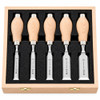 MHG MESSERSCHMIDT KU13103.05 Butt Chisel Set 12, 16, 20, 26, 30 mm – product display image; Polished, Chrome Vanadium Tool Steel, Application Woodworking, Features Ultra-Fine Ground Underside