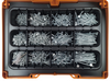 Assorted Countersunk Screws and various sizes and length  from HECO stored in a mobile storage solution with a  Systainer M137 SYS³ Deep Orange