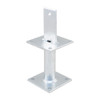 PITZL RIGID Post Base Fixed 160mm High 120x120x6mm Plates, With 120x60x6mm Strut – product display image; Steel, 42 diameter, Application Timber Construction, Range PTP easy