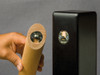 Two identical round-shaped steel brackets that interlock in a dovetail-like manner, providing a secure and load-bearing connection.