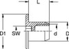 RAMPA cap nuts type RFL with hex drive in Black Zinc, blind hole and decorative flat head for visible joints. RAMPA cap nuts type RFL with hex drive in Black Zinc, blind hole and decorative flat head for visible joints.