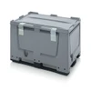 AUER Big Box Silver Grey with SA / SV Locking System — BBG 1208K SASV – front view; HD-PE, 80 wide, 83 high, Application Bulk Storage & Transport