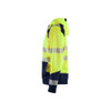 BLAKLADER 3546 High Vis Hoodie Hi-Vis Yellow / Navy Blue (Men) in Polyester Jersey – alternate side view; Application Craftsman, Holster Pockets false, Features Soft, brushed inner; Kangaroo pocket; Wide reflectors
