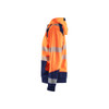 BLAKLADER 3546 High Vis Hoodie Orange / Navy blue (Men) in Polyester Jersey – side view; Application Craftsman, Holster Pockets false, Features Soft, brushed inner; Kangaroo pocket; Wide reflectors