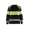 BLAKLADER 3409 High Vis Sweater Black / Hi-Vis Yellow (Women) in Cotton French Terry 320 gsm – product display image; Application Craftsman, Holster Pockets false, Features Hi-vis panels; Wide reflectors