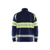 BLAKLADER 3551 High Vis Sweater Navy Blue / Hi-Vis Yellow (Men) in Cotton French Terry 320 gsm – front view; Application Craftsman, Holster Pockets false, Features Hi-vis panels; Wide reflectors