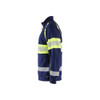 BLAKLADER 3551 High Vis Sweater Navy Blue / Hi-Vis Yellow (Men) in Cotton French Terry 320 gsm – alternate side view; Application Craftsman, Holster Pockets false, Features Hi-vis panels; Wide reflectors