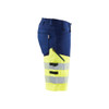 BLAKLADER 1541 High Vis Short Navy Blue / Hi-Vis Yellow (Men) in Water-Repellent PolyCotton Twill (Stretch panels; Water repellent; Wide reflectives) – side view; Application Craftsman, Holster Pockets false, Stretch true