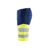 BLAKLADER 1541 High Vis Short Navy Blue / Hi-Vis Yellow (Men) in Water-Repellent PolyCotton Twill (Stretch panels; Water repellent; Wide reflectives) – alternate side view; Application Craftsman, Holster Pockets false, Stretch true