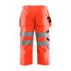 BLAKLADER 1539 High Vis Regular Fit Short Hi-Vis Red (Men) in Water-Repellent PolyCotton Twill with Holster Pockets and Kneepad Pockets (Water repellent; Pre-bent legs; Wide reflectives; Tool pockets) – front view; Application Craftsman, Holster Poc…