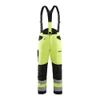 BLAKLADER 1920 High Vis Bib Overall Hi-Vis Yellow / Black (Men) in Water Repellent PolyCotton – product display image; Application Chainsaw, Holster Pockets false, Stretch true, Features Stretch panels; Oil and dirt repellent; Water repellent; Pre-b…