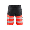 BLAKLADER 1541 High Vis Short Black / Hi-Vis Red (Men) in Water-Repellent PolyCotton Twill (Stretch panels; Water repellent; Wide reflectives) – front view; Application Craftsman, Holster Pockets false, Stretch true