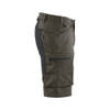 BLAKLADER 1449 Service Regular Fit Short Dark Olive Green / Black (Men) in Lightweight PolyCotton Plain Weave (Stretch panels) – side view; Holster Pockets false, Stretch true