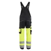 BLAKLADER 2663 High Vis Bib Overall Hi-Vis Yellow / Black in Cotton with Kneepad Pockets – front view; Holster Pockets false, Kneepad Pockets true