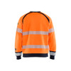 BLAKLADER 3088 Multinorm Sweater Orange / Navy blue (Men) in Cotton – front view; Features Inherent flame resistant; Antistatic quality; Soft, brushed inner; Wide reflectors