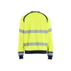 BLAKLADER 3088 Multinorm Sweater Hi-Vis Yellow / Navy Blue (Men) in Inherent Flame-Resistant Fleece – front view; Features Inherent flame resistant; Antistatic quality; Soft, brushed inner