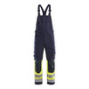 BLAKLADER 2890 Multinorm Bib Overall Navy Blue / Hi-Vis Yellow (Men) in Inherent Flame-Resistant Ripstop with Kneepad Pockets – product display image; Holster Pockets false, Kneepad Pockets true, Features Inherent flame resistant; Antistatic quality…