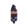 BLAKLADER 3505 High Vis Sweater Navy blue / Orange (Women) in Cotton French Terry 320 gsm – side view; Application Hi-Vis, Features Hi-vis panels; Wide reflectors