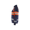 BLAKLADER 3505 High Vis Sweater Navy blue / Orange (Women) in Cotton French Terry 320 gsm – alternate side view; Application Hi-Vis, Features Hi-vis panels; Wide reflectors