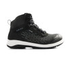 BLAKLADER 2443 Safety Boot Black / Mid Grey (Unisex) in Polyurethane (PU) – product display image; Features Airy textile upper; Composite toe cap; Textile nail penetration protection in PL standard; Anatomically shaped soft PU insole