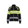 BLAKLADER 3505 High Vis Sweater Black / Hi-Vis Yellow (Women) in Cotton French Terry 320 gsm – product display image; Features Hi-vis panels; Wide reflectors