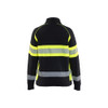 BLAKLADER 3505 High Vis Sweater Black / Hi-Vis Yellow (Women) in Cotton French Terry 320 gsm – front view; Features Hi-vis panels; Wide reflectors