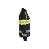 BLAKLADER 3505 High Vis Sweater Black / Hi-Vis Yellow (Women) in Cotton French Terry 320 gsm – side view; Features Hi-vis panels; Wide reflectors