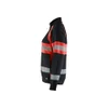 BLAKLADER 3505 High Vis Sweater Black / Hi-Vis Red (Women) in Cotton French Terry – alternate side view; Features Hi-vis panels; Wide reflectors