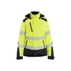 BLAKLADER 4401 High Vis Softshell Jacket Hi-Vis Yellow / Black (Women) in Waterproof 4-Way Stretch Softshell – product display image; Features 3-layer softshell; Breathable; Light lined; Wind- and waterproof material, Stretch true