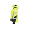 BLAKLADER 4401 High Vis Softshell Jacket Hi-Vis Yellow / Black (Women) in Waterproof 4-Way Stretch Softshell – alternate side view; Features 3-layer softshell; Breathable; Light lined; Wind- and waterproof material, Stretch true