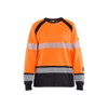 BLAKLADER 3437 Multinorm T-Shirt Orange / Navy blue (Women) in Cotton – product display image; Features Inherent flame resistant; Antistatic quality; UV protected; Wide reflectors