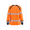 BLAKLADER 3437 Multinorm T-Shirt Orange / Navy blue (Women) in Cotton – front view; Features Inherent flame resistant; Antistatic quality; UV protected; Wide reflectors