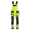 BLAKLADER 2626 High Vis Relaxed Fit Bib Overall Hi-Vis Yellow / Navy Blue (Men) in Polyester with Holster Pockets and Kneepad Pockets – product display image; Holster Pockets true, Features 4-way stretch; CORDURA® reinforced tool pockets; CORDURA® s…