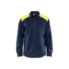 BLAKLADER 3238 Multinorm Shirt Navy Blue / Hi-Vis Yellow (Men) in Flame Resistant Shirt Fabric – product display image; Features Inherent flame resistant; Antistatic quality; Metal free