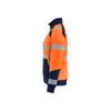 BLAKLADER 3508 High Vis Sweater Orange / Navy blue (Women) in Polyester Jersey – alternate side view; Application Hi-Vis, Features Soft, brushed inner; Kangaroo pocket; Wide reflectors