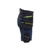 BLAKLADER 7175STRIKER Craftsman Short Dark Navy Blue / Hi-Vis Yellow (Women) in 2-Way Stretch CORDURA Cotton Twill with Holster Pockets (Stretch panels; Detachable tool pockets; Ventilating mesh panels; Raised waist at the back) – side view; Holster…